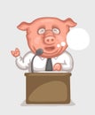 Pig-speaker behind a tribune Royalty Free Stock Photo