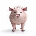 Spiky-haired Pig 3d Illustration For Food Packaging And Interior Design