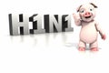 Pig standing in front of H1N1 text Royalty Free Stock Photo