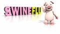 Pig standing in front of swine flu text Royalty Free Stock Photo