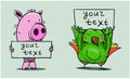 A pig stands and holds a sign that says `your text.`