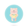 Pig sticker.Vector Pink Piggy.Cartoon illustration