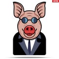 Pig in a suit and glasses