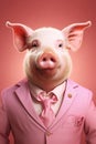 Pig in suit half - length frontal view