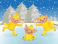 Pig in sweater on skates. 2019 Chinese New Year of the Pig. Christmas greeting card Royalty Free Stock Photo