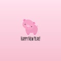 Pig symbol of year 2019 animal sign, little piggy cute funny character, cartoon flat style, minimalist design.