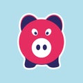 Pig vector illustration isolated on a blue background. Royalty Free Stock Photo