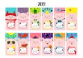 Pig vertical monthly calendar 2019. Cute funny cartoon character set. All month. Happy Valentines Christmas St Patrick day Easter