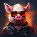 Ultra Cartoon Pig With Attitude: Commissioned Digital Painting In 8k Resolution