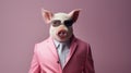 Minimalist Fashion Portrait Of A Stylish Businessman Pig