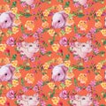 Pig wild animal pattern in a watercolor style.