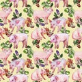 Pig wild animal pattern in a watercolor style.