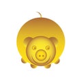 Silhouette of a golden piggy bank. The design is suitable for decoration, decor, character, animation, icon, symbol, sign