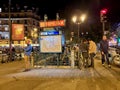 Pigalle metro station entrance in the evening, Paris, France Royalty Free Stock Photo
