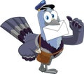 Pigeon Bird Cartoon Character Delivering Letter And Giving Thumbs Up