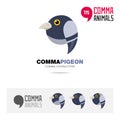 Pigeon bird concept icon set and modern brand identity logo template and app symbol based on comma sign