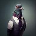 Pigeon in a Business Suit, Animal Businessman, City Bird Boss, Generative AI Illustration