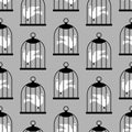 Pigeon in cage pattern seamless. Bird in cage background. Concept of unfreedom texture Royalty Free Stock Photo