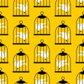 Pigeon in cage pattern seamless. Bird in cage background. Concept of unfreedom texture Royalty Free Stock Photo