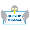 Pigeon with card delivery message
