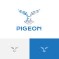 Pigeon Dove Bird Flying Wings Freedom Peace Line Abstract Logo