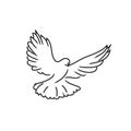 Pigeon dove black line art on white background