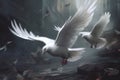 Pigeon flying wild. Generate Ai