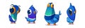 Pigeon funny cartoon character set.