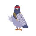 Pigeon gangster. Cool City bird. SWAG gangsta. Pigeon guy rapper