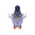 Pigeon gangster. Cool City bird. SWAG gangsta. Pigeon guy rapper