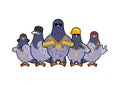 Pigeon gangster gang set. Cool City bird. SWAG gangsta. Pigeon guy rapper Royalty Free Stock Photo