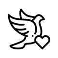 Pigeon And Heart Wedding Thin Line Vector Icon