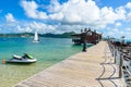 Pigeon Island Beach - tropical coast on the Caribbean island of St. Lucia. It is a paradise destination with a white sand beach Royalty Free Stock Photo