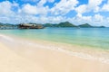 Pigeon Island Beach - tropical coast on the Caribbean island of St. Lucia. It is a paradise destination with a white sand beach Royalty Free Stock Photo