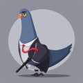 Pigeon a killer. Thug life. Cartoon vector illustration