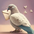 pigeon with love letter, valentine\'s day card