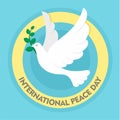 Pigeon olive branch peace background, flat style