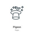 Pigeon outline vector icon. Thin line black pigeon icon, flat vector simple element illustration from editable magic concept Royalty Free Stock Photo