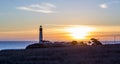 Pigeon Point Lighthouse in sunset Royalty Free Stock Photo