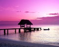 Pigeon point at sunset, Tobago. Royalty Free Stock Photo