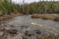 The Pigeon River flows through Grand Portage State Park and Indian Reservation. It is the Border between Ontario and Minnesota Royalty Free Stock Photo