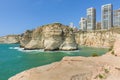 Pigeon Rock and cave in Beirut, Lebanon