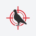 Pigeon silhouette icon red target