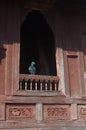 Pigeon on temple window Royalty Free Stock Photo