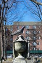 A Pigeon on Top of an Old Gravestone in a Cemetery in Elmhurst Queens Royalty Free Stock Photo