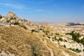 Pigeon valley and Uchisar castle in Cappadocia. Turkey Royalty Free Stock Photo