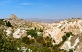 Pigeon valley and Uchisar castle in Cappadocia. Turkey Royalty Free Stock Photo