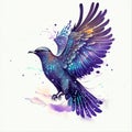 Pigeon. Watercolor illustration of a bird with wings. Generative AI