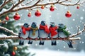 Pigeons On A Branch In Winter At 4-11-2024 Royalty Free Stock Photo