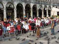 Pigeons and Diners Royalty Free Stock Photo